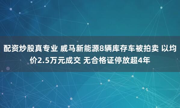 配资炒股真专业 威马新能源8辆库存车被拍卖 以均价2.5万元成交 无合格证停放超4年
